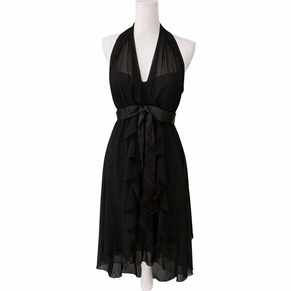 Betsy & Adam Dresses & Skirts - 🖤 Betsy & Adam Sexy Black Halter Dress Tiered Skirt & Padded Bust 8 Petite ✨